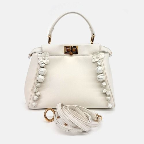 Fendi White Leather Peekaboo Mini Bag - Fendi - Modalova