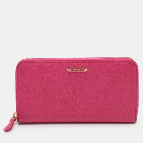 Fendi Pink Leather Elite Zip Around Wallet - Fendi - Modalova