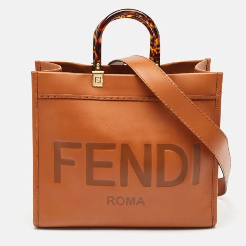 Fendi Brown Leather Medium Sunshine Shopper Tote - Fendi - Modalova