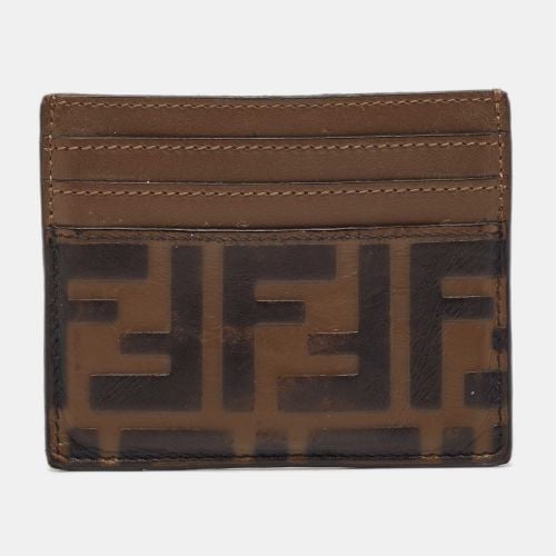 Fendi Tobacco Zucca Leather Card Holder - Fendi - Modalova