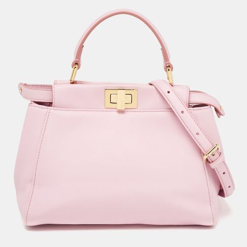 Fendi Light Pink Leather Mini Peekaboo Top Handle Bag - Fendi - Modalova