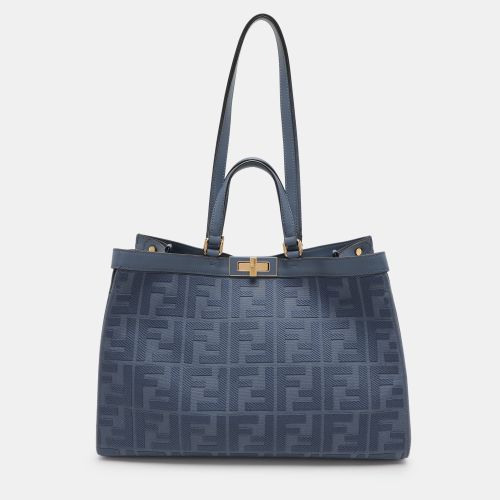 Fendi Blue Zucca Canvas and Leather Medium FF Peekaboo X Tote - Fendi - Modalova