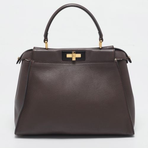 Fendi Dark Brown Leather Medium Peekaboo Top Handle Bag - Fendi - Modalova