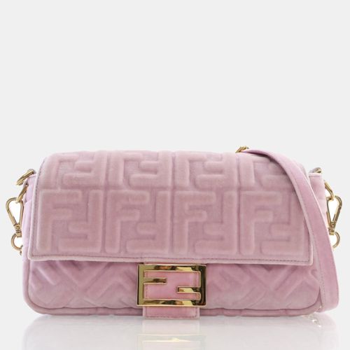 Fendi Rosa Confetti Velvet FF Embossed Baguette Shoulder Bags - Fendi - Modalova