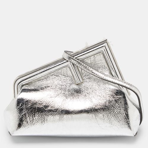 Fendi Silver Laminated Leather Small First Clutch - Fendi - Modalova