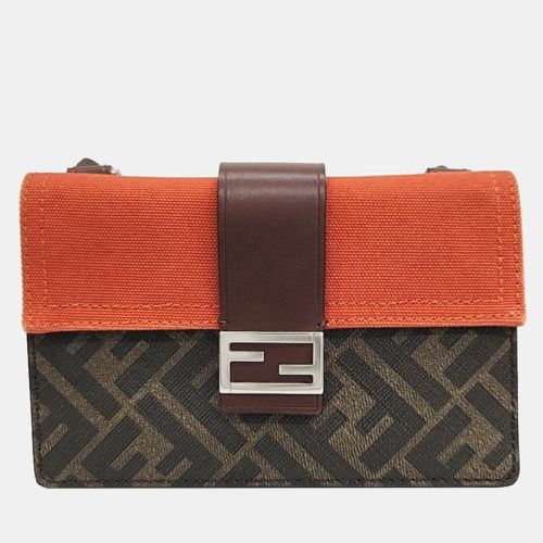 Fendi Brown Coated Canvas Baguette Handbag - Fendi - Modalova