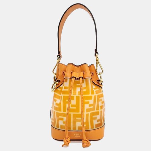 Fendi Orange Leather Mon Treso Bucket Bag - Fendi - Modalova