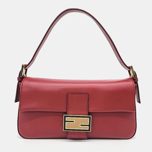 Fendi Red Leather Baguette Top Handle Bag - Fendi - Modalova