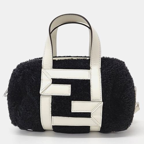 Fendi Black Leather Shearling Tote Bag - Fendi - Modalova