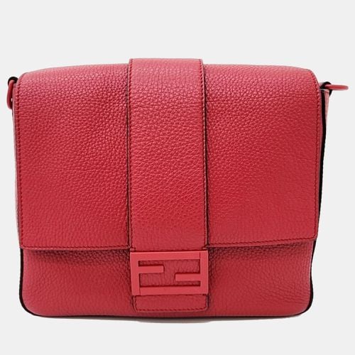 Fendi Baguette Red Leather Medium Messenger Bag - Fendi - Modalova