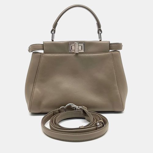 Fendi Beige Leather Peekaboo Mini Handbag - Fendi - Modalova