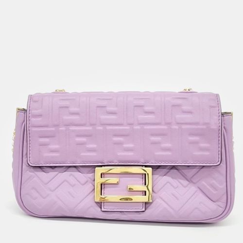 Fendi Purple Leather Baguette Shoulder Bag - Fendi - Modalova