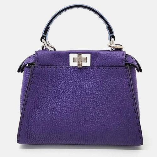 Fendi Purple Leather Selleria Mini Peekaboo Iconic Satchel Bag - Fendi - Modalova