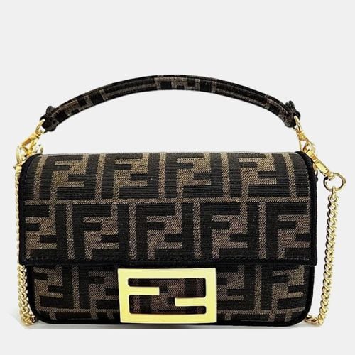 Fendi Brown Fabric Zucca Baguette Mini Top Handle Bag - Fendi - Modalova