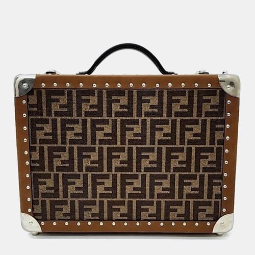 Fendi Brown Leather Ff Monogram Small Suitcase - Fendi - Modalova