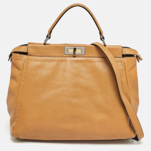 Fendi Tan Leather Large Peekaboo Top Handle Bag - Fendi - Modalova