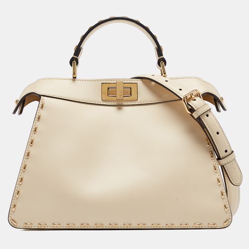 Fendi Light Beige Leather Small Peekaboo ISeeU Top Handle Bag - Fendi - Modalova