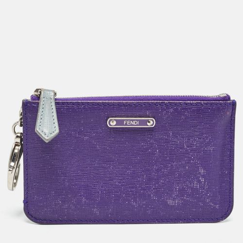 Fendi Purple/Grey Leather Zip Coin Pouch - Fendi - Modalova