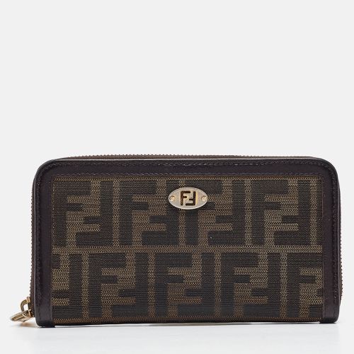 Fendi Tobacco Zucca Canvas and Leather FF Zip Around Wallet - Fendi - Modalova