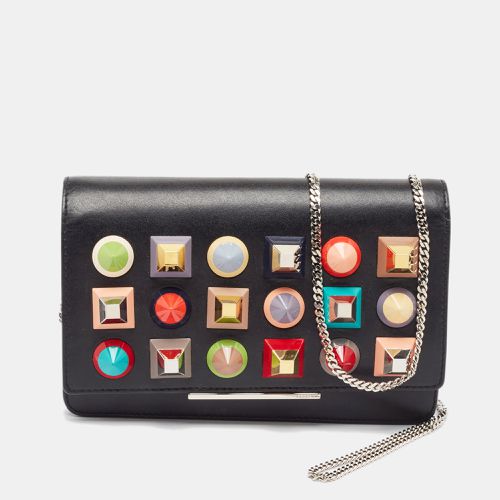 Fendi Black Leather Rainbow Stud Tube Wallet On Chain - Fendi - Modalova