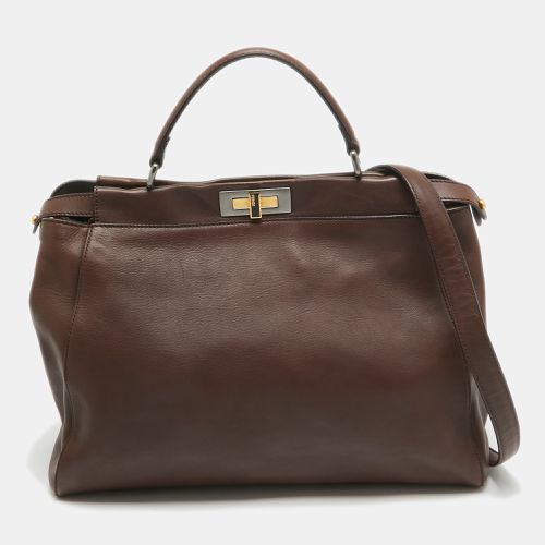 Fendi Brown Leather Large Peekaboo Top Handle Bag - Fendi - Modalova