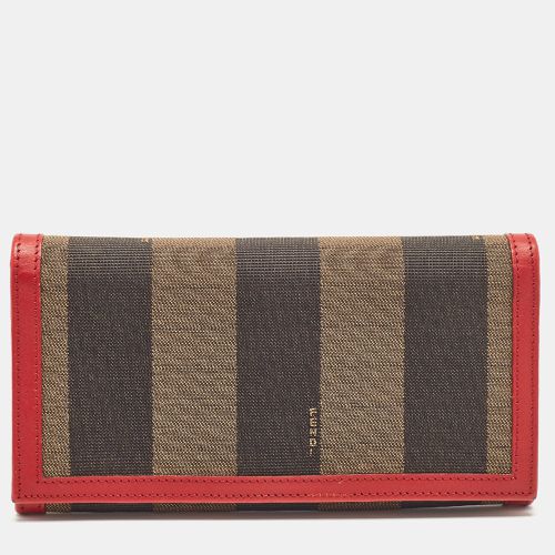 Fendi Red/Brown Stripe Canvas and Leather Flap Continental Wallet - Fendi - Modalova