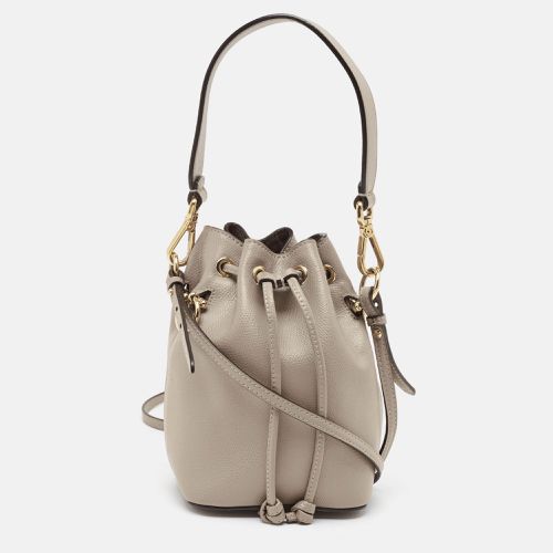 Fendi Grey Leather Mini Mon Tresor Drawstring Bucket Bag - Fendi - Modalova