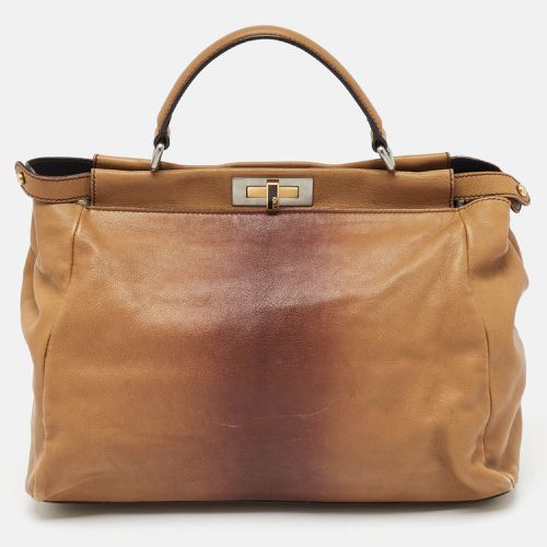 Fendi Brown Ombre Leather and Calf Hair Lining Large Peekaboo Top Handle Bag - Fendi - Modalova