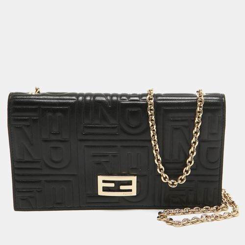 Fendi Black Embossed Leather Wallet On Chain - Fendi - Modalova