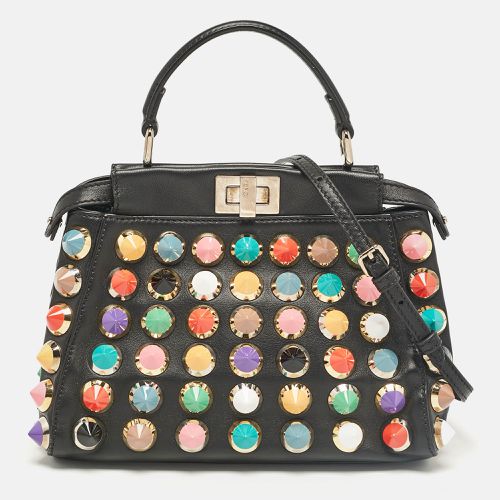 Leather Multicolor Studs Mini Peekaboo Top Handle Bag - Fendi - Modalova