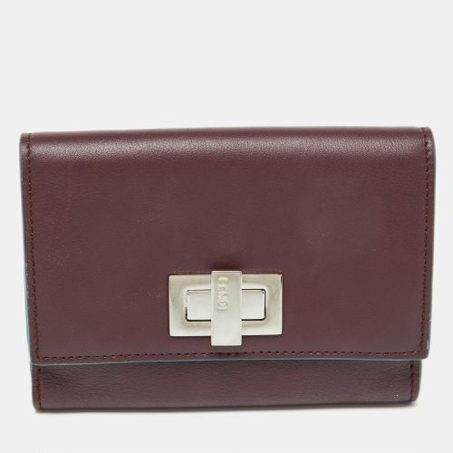 Fendi Burgundy Leather Peekaboo Trifold Wallet - Fendi - Modalova