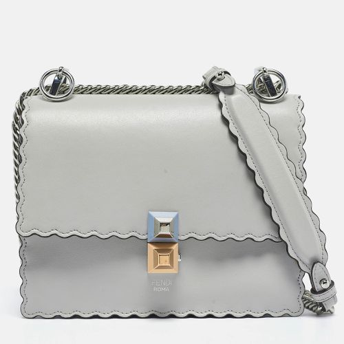 Fendi Light Blue Leather Mini Scalloped Kan I Shoulder Bag - Fendi - Modalova