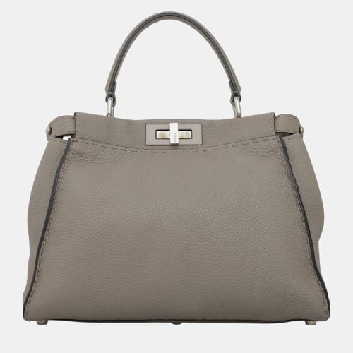 Fendi Grey Selleria Leather Peekaboo Top Handle Bag - Fendi - Modalova