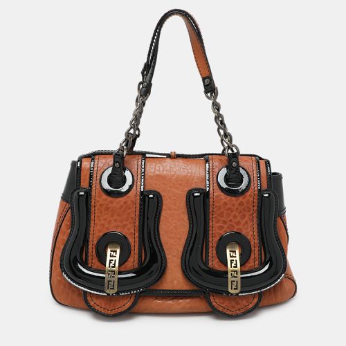 Fendi Black/Brown Patent and Leather B Shoulder Bag - Fendi - Modalova