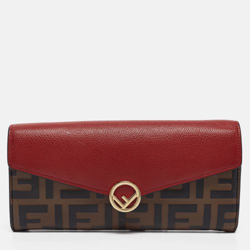 Fendi Red/Brown Zucca Leather F is Fendi Continental Wallet - Fendi - Modalova