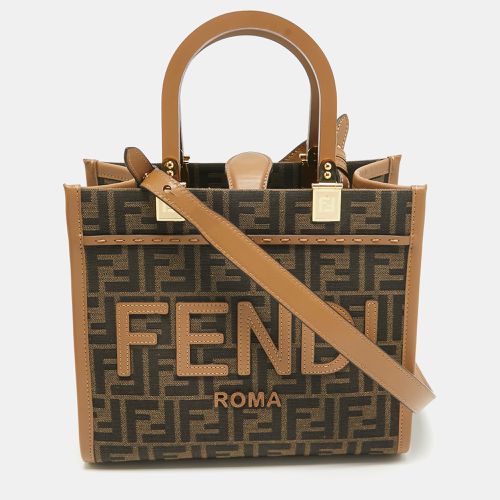 Fendi Brown FF Jacquard Fabric Small Sunshine Tote - Fendi - Modalova