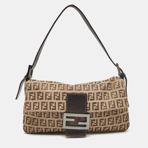 Fendi Beige/Brown Zucchino Fabric and Leather Baguette Bag - Fendi - Modalova