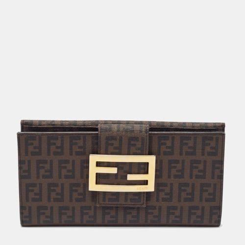 Fendi Dark Brown Zuchinno Coated Canvas Forever Flap Continental Wallet - Fendi - Modalova