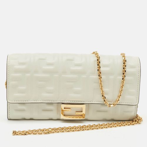Fendi White Zucca Embossed Leather Baguette Wallet On Chain - Fendi - Modalova