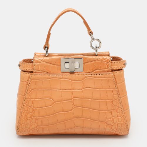 Fendi Brown Crocodile Micro Peekaboo Top Handle Bag - Fendi - Modalova
