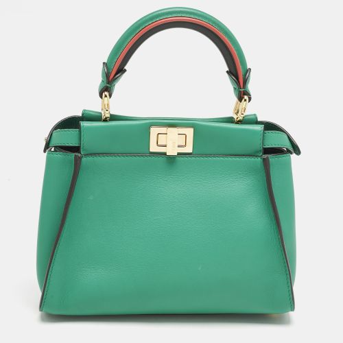 Fendi Green Leather Mini Peekaboo Top Handle Bag - Fendi - Modalova