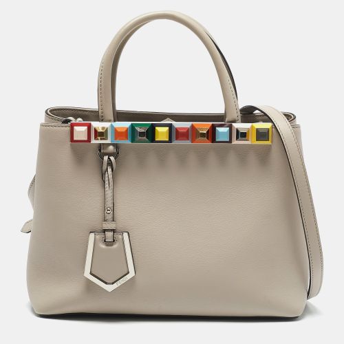 Fendi Light Beige Leather Stud Applique Petite 2Jours Elite Tote - Fendi - Modalova