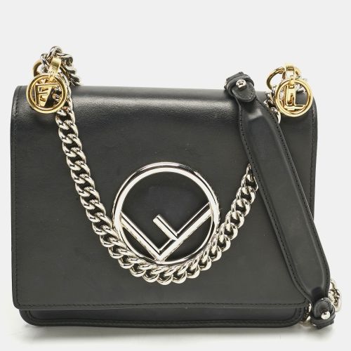 Fendi Black Leather Small Kan I F Shoulder Bag - Fendi - Modalova