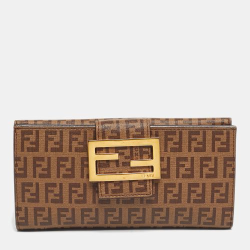 Fendi Brown Zuchinno Coated Canvas Forever Flap Continental Wallet - Fendi - Modalova