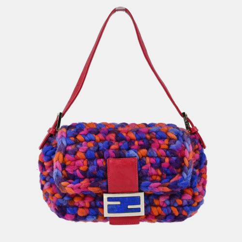 Fendi Blue Pink Wool Baguette Handbag - Fendi - Modalova