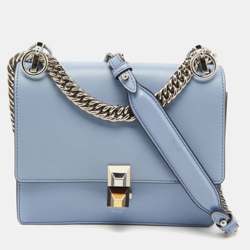 Fendi Light Blue Leather Small Kan I Flap Shoulder Bag - Fendi - Modalova