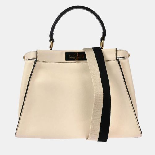 Fendi White Leather Peekaboo Handbag - Fendi - Modalova