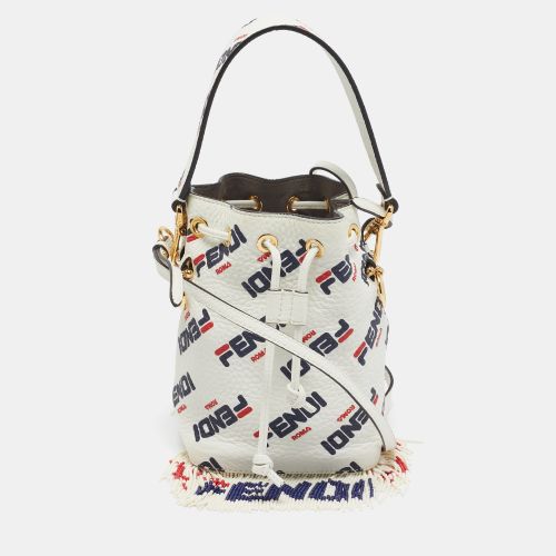 Fendi x Fila White FF Leather Mini Mon Tresor Fringe Bucket Bag - Fendi - Modalova