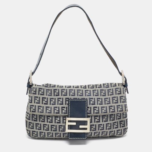 Fendi Blue Zucchino Canvas and Leather Baguette Bag - Fendi - Modalova