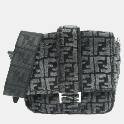 Fendi Black Mouton/Leather Baguette Messenger Bag - Fendi - Modalova